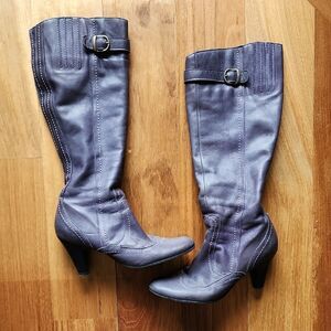 Elegant Purple Knee-High Boots - Geniune Leather - Women's Size 40(EU)/9(US)